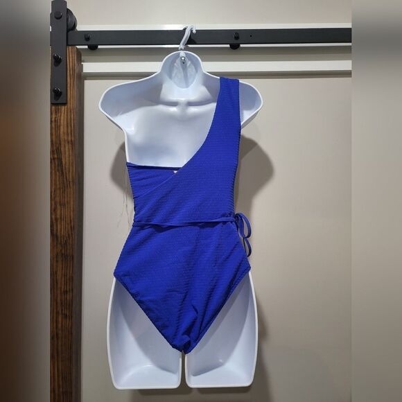 Sea Level Swim Messina One-Shoulder Tie Waist One-Piece Swimsuit NWOT sz 4 Blue - Picture 3 of 4